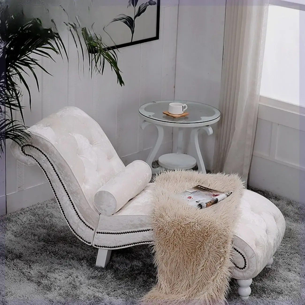 Modern Solid Armless Flannel Chaise Lounge Image - 11