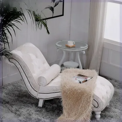 Modern Solid Armless Flannel Chaise Lounge Image - 11