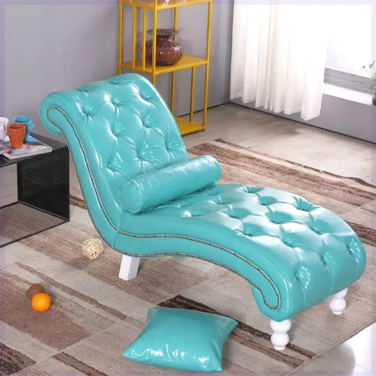 Modern Solid Armless Flannel Chaise Lounge Image - 10