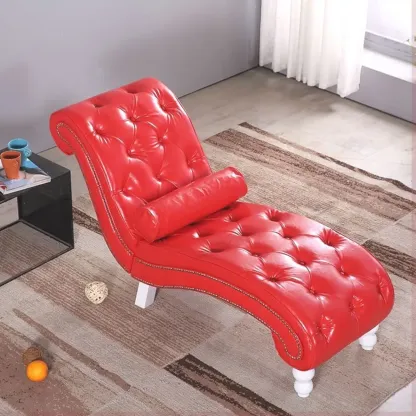 Modern Solid Armless Flannel Chaise Lounge Image - 16