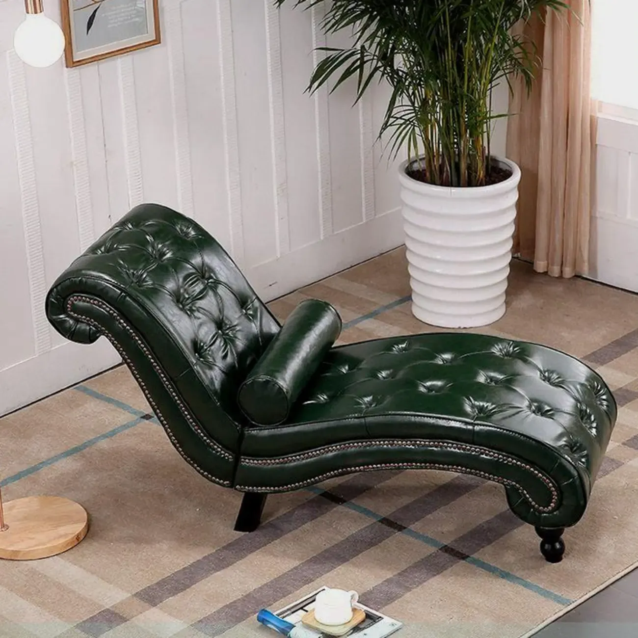 Modern Solid Armless Flannel Chaise Lounge Image - 18