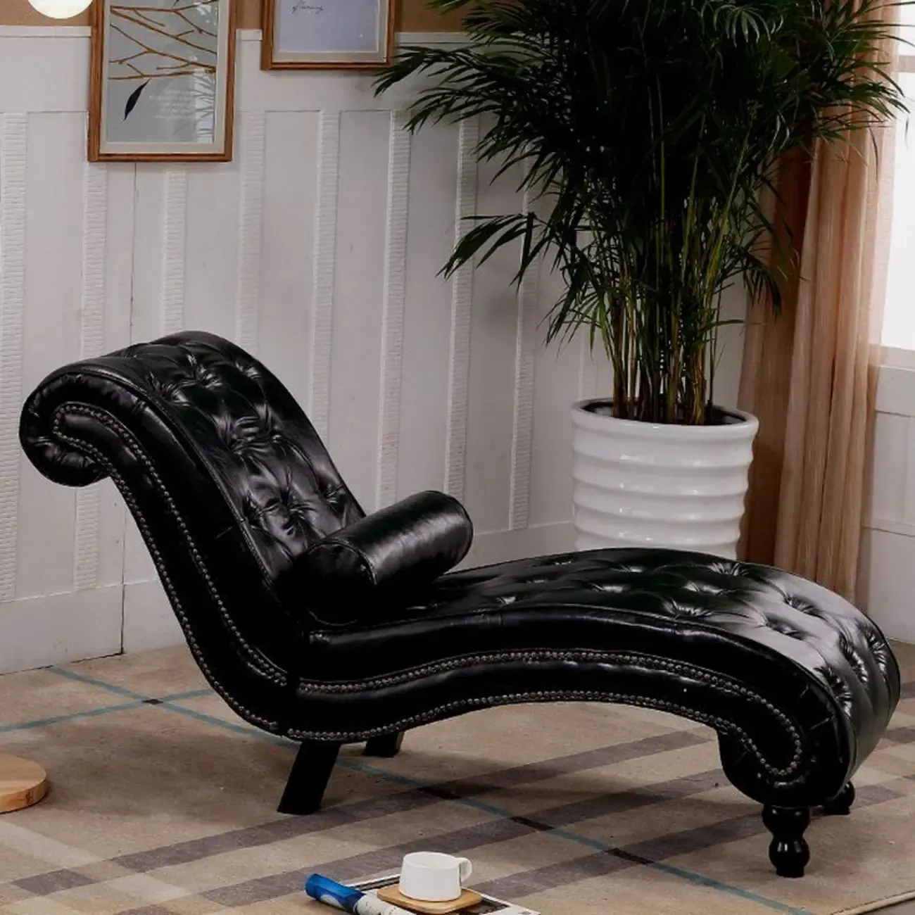 Modern Solid Armless Flannel Chaise Lounge Image - 22