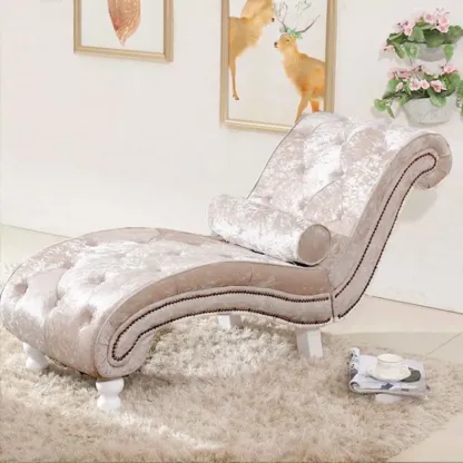 Modern Solid Armless Flannel Chaise Lounge Image - 25