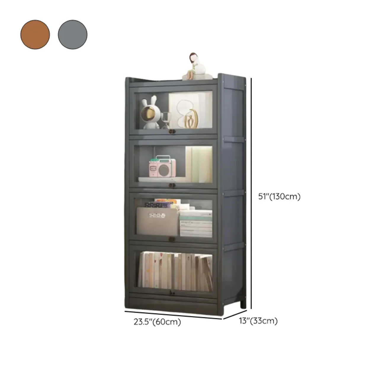 Modern Brown Wooden Clear Glass Front Display Storage Cabinet Image - 28 | homeyfad