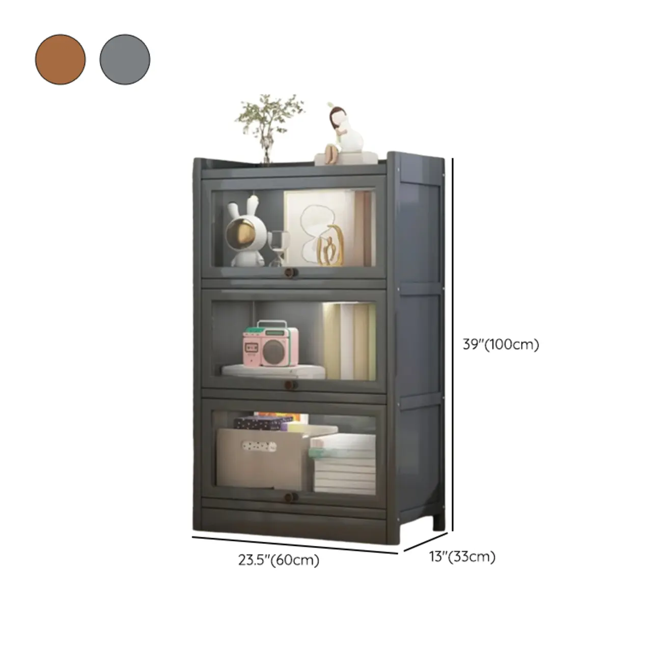 Modern Brown Wooden Clear Glass Front Display Storage Cabinet Image - 30 | homeyfad