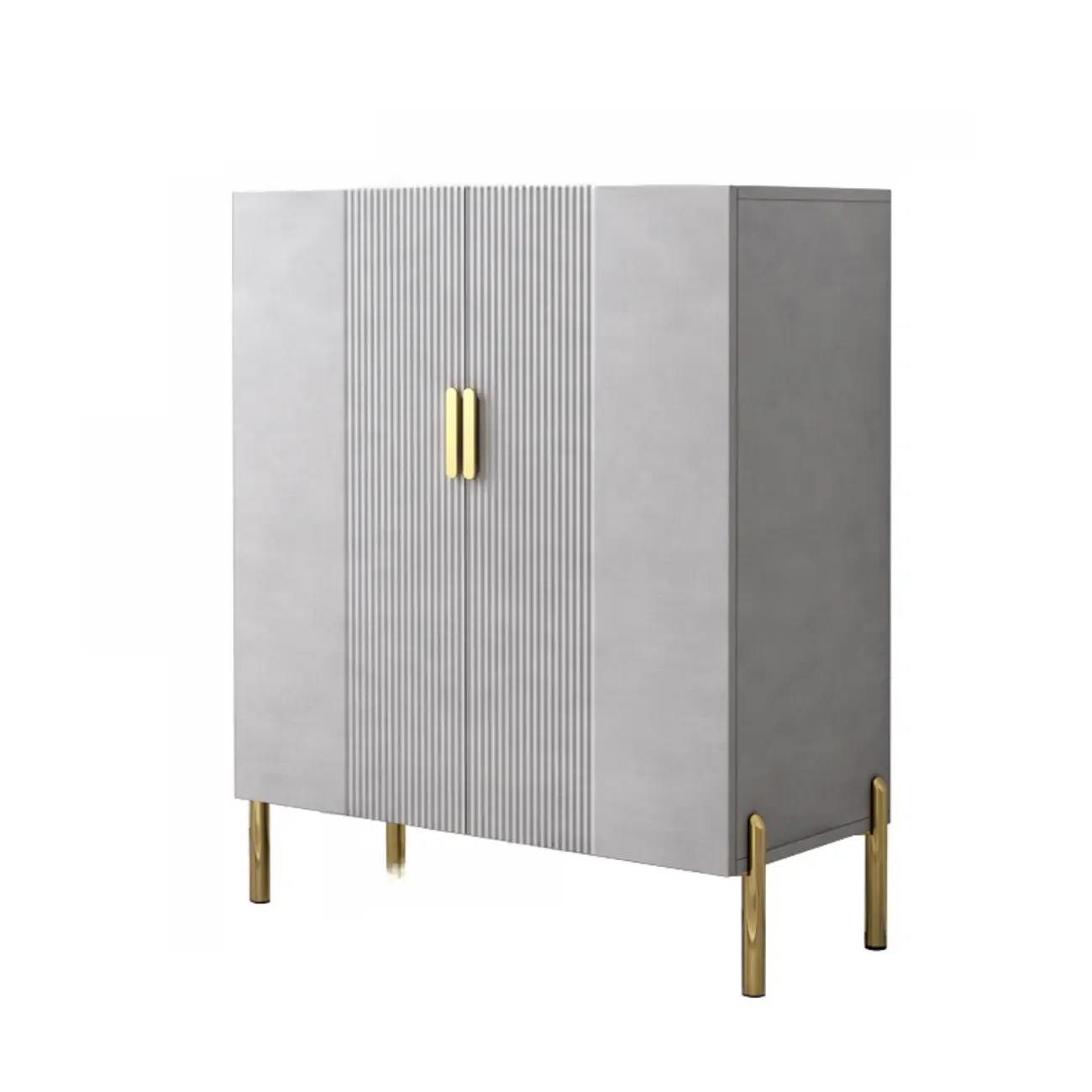 Hallway Wood White Shoe Storage Cabinet with Gold Legs Image - 7
