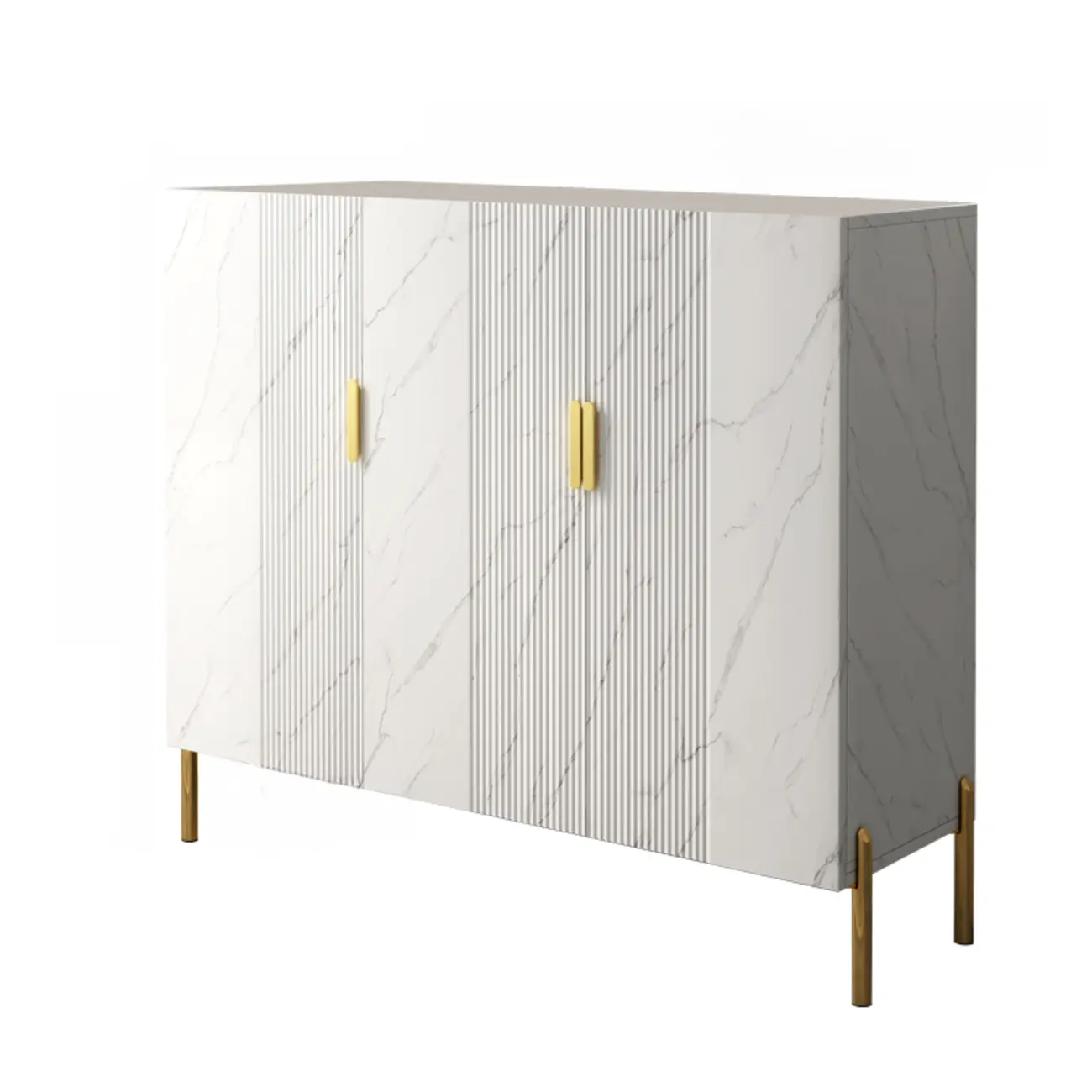 Hallway Wood White Shoe Storage Cabinet with Gold Legs Image - 11 | homeyfad