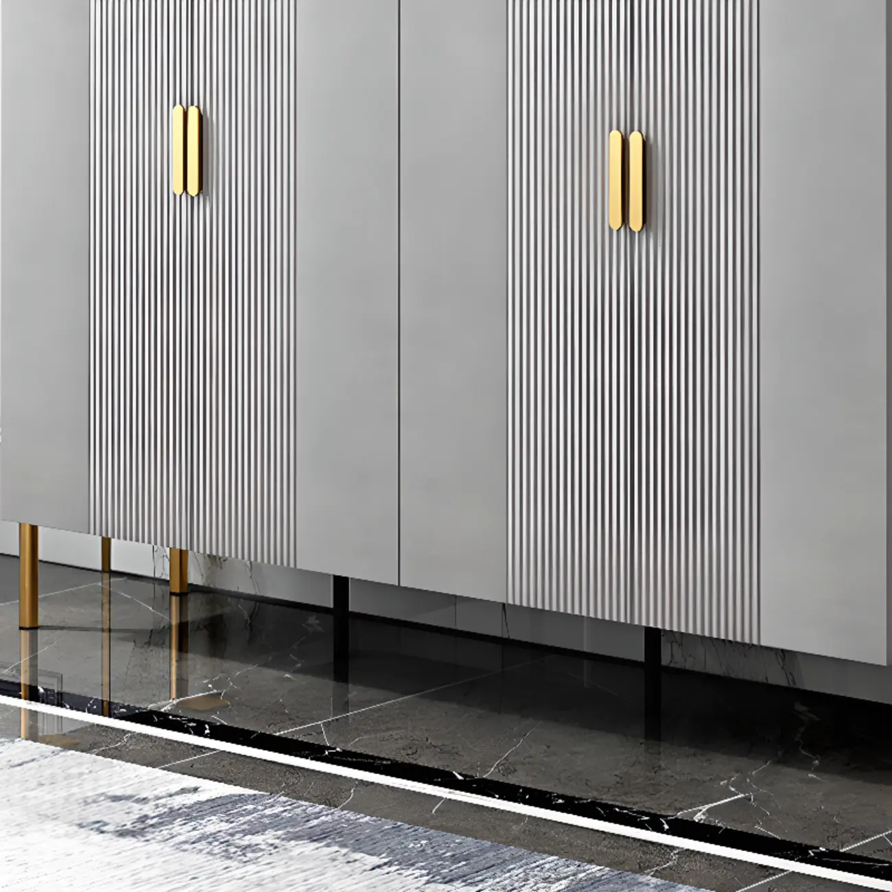 Hallway Wood White Shoe Storage Cabinet with Gold Legs Image - 12 | homeyfad