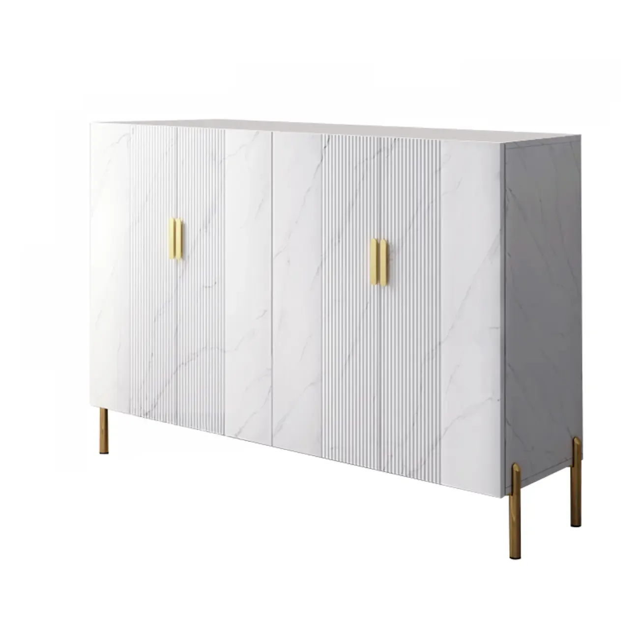 Hallway Wood White Shoe Storage Cabinet with Gold Legs Image - 13