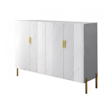 Hallway Wood White Shoe Storage Cabinet with Gold Legs Image - 13