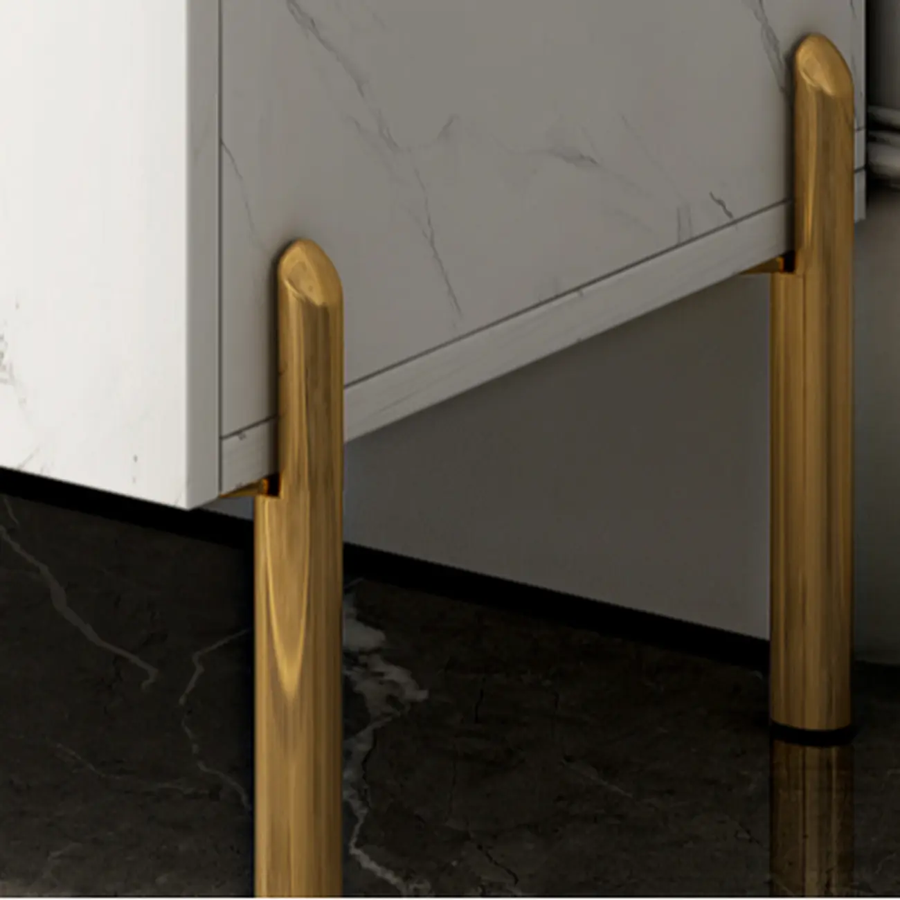 Hallway Wood White Shoe Storage Cabinet with Gold Legs Image - 16 | homeyfad