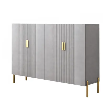 Hallway Wood White Shoe Storage Cabinet with Gold Legs Image - 17