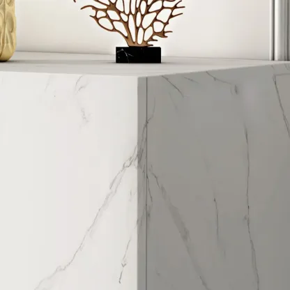 Hallway Wood White Shoe Storage Cabinet with Gold Legs Image - 20