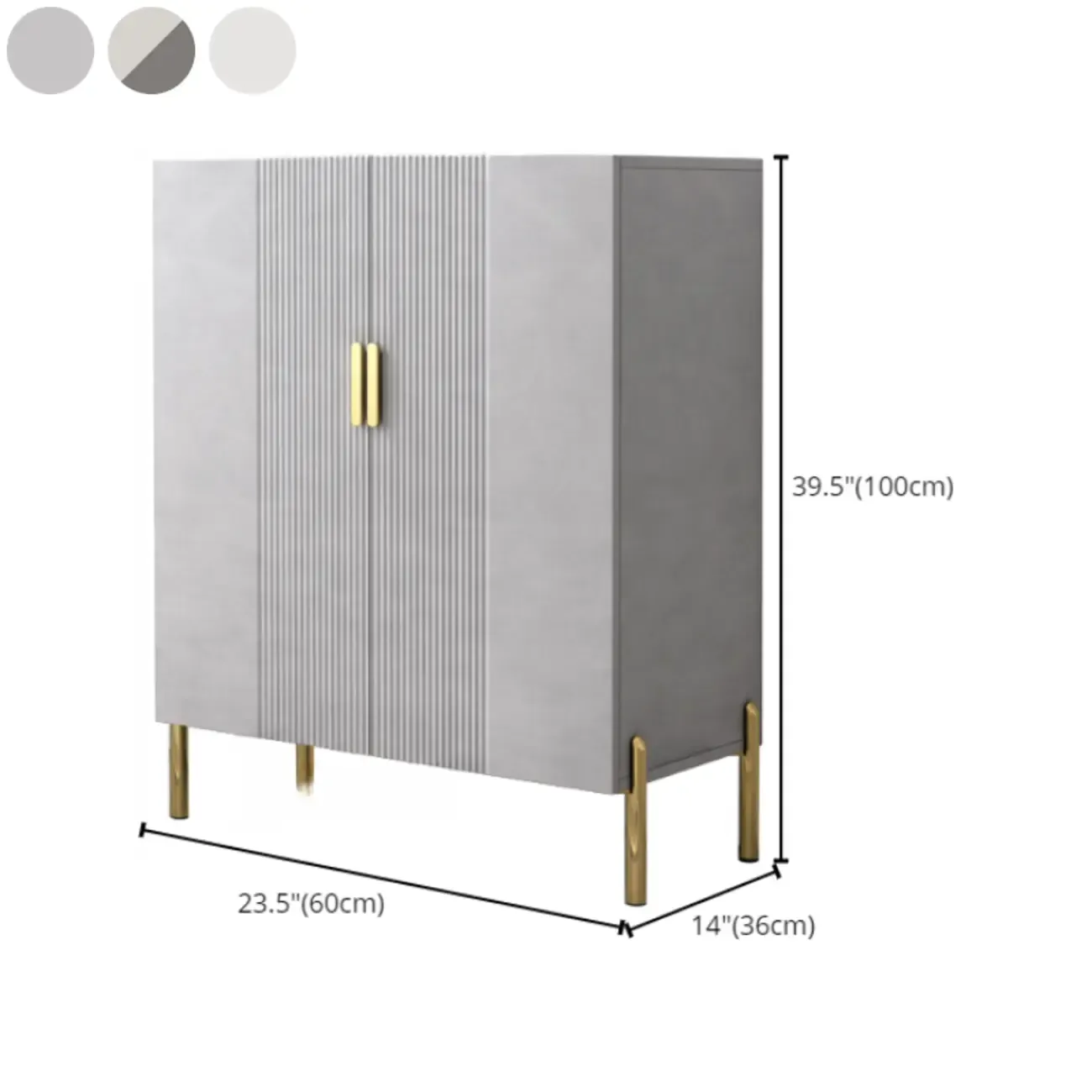 Hallway Wood White Shoe Storage Cabinet with Gold Legs #size
