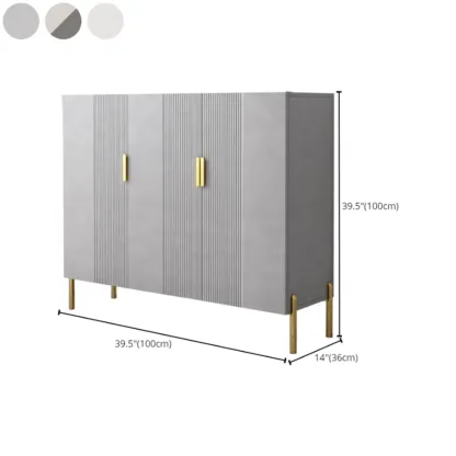 Hallway Wood White Shoe Storage Cabinet with Gold Legs Image - 24