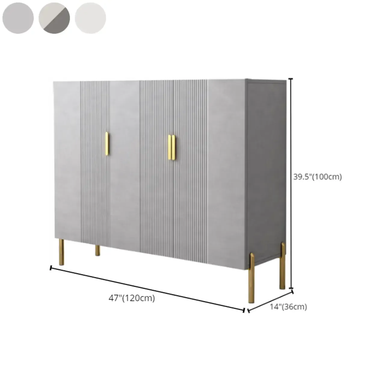 Hallway Wood White Shoe Storage Cabinet with Gold Legs Image - 26