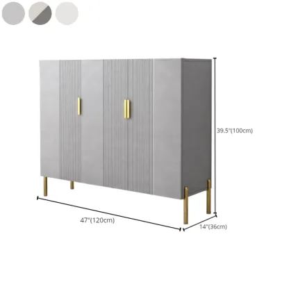 Hallway Wood White Shoe Storage Cabinet with Gold Legs Image - 26
