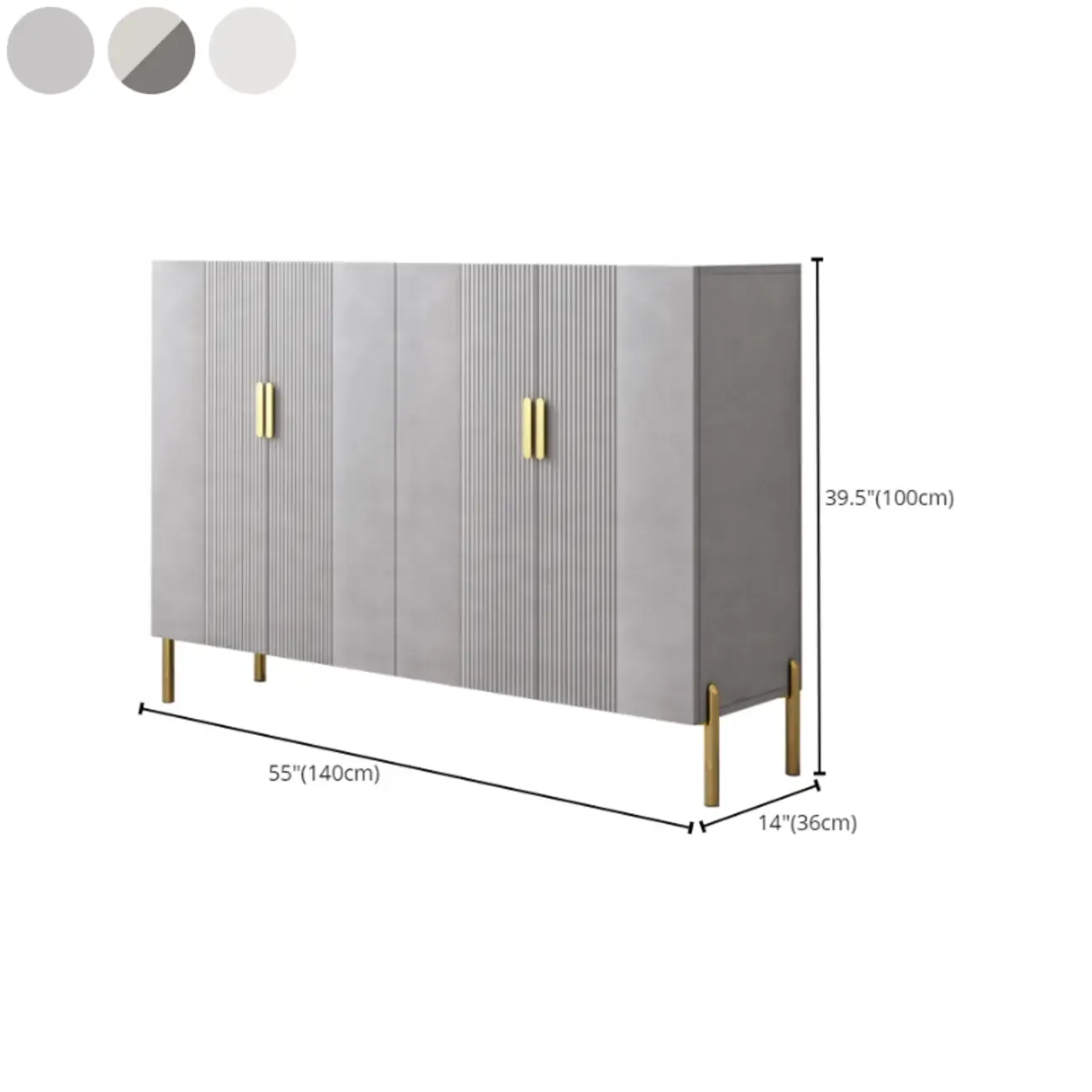 Hallway Wood White Shoe Storage Cabinet with Gold Legs Image - 27