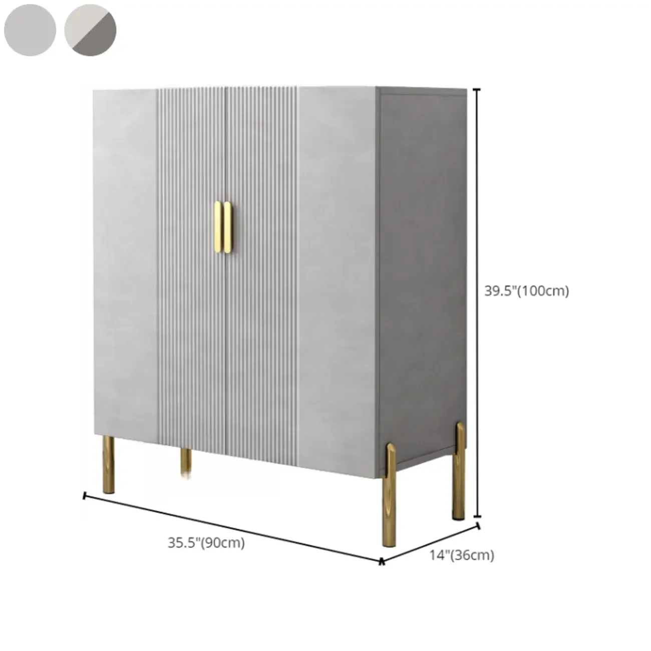 Hallway Wood White Shoe Storage Cabinet with Gold Legs Image - 30