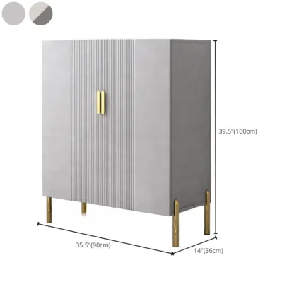 Hallway Wood White Shoe Storage Cabinet with Gold Legs Image - 30
