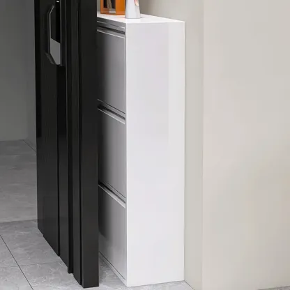 White Metal Wall-Mounted Entryway Shoe Storage Cabinet Image - 7