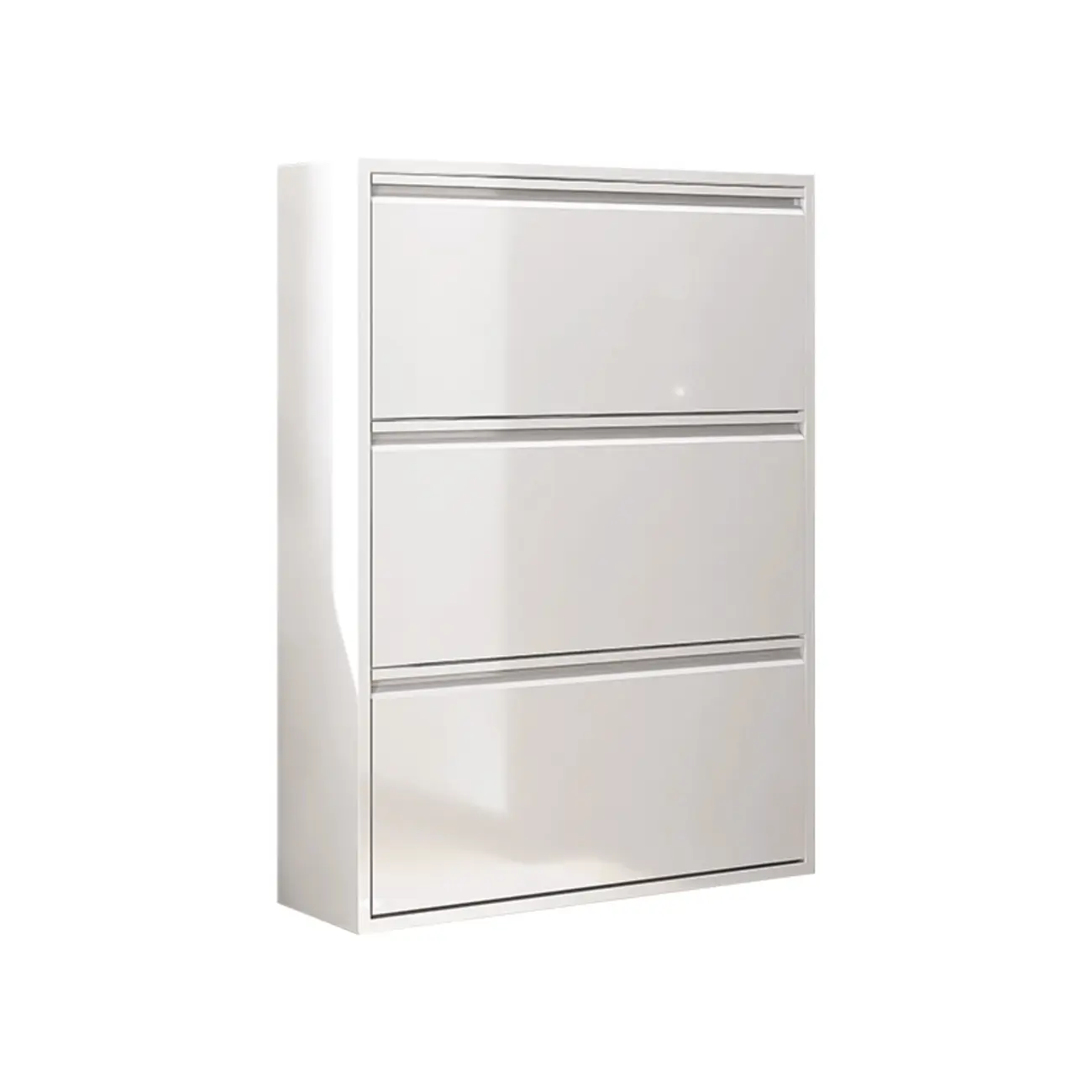 White Metal Wall-Mounted Entryway Shoe Storage Cabinet Image - 8 | homeyfad