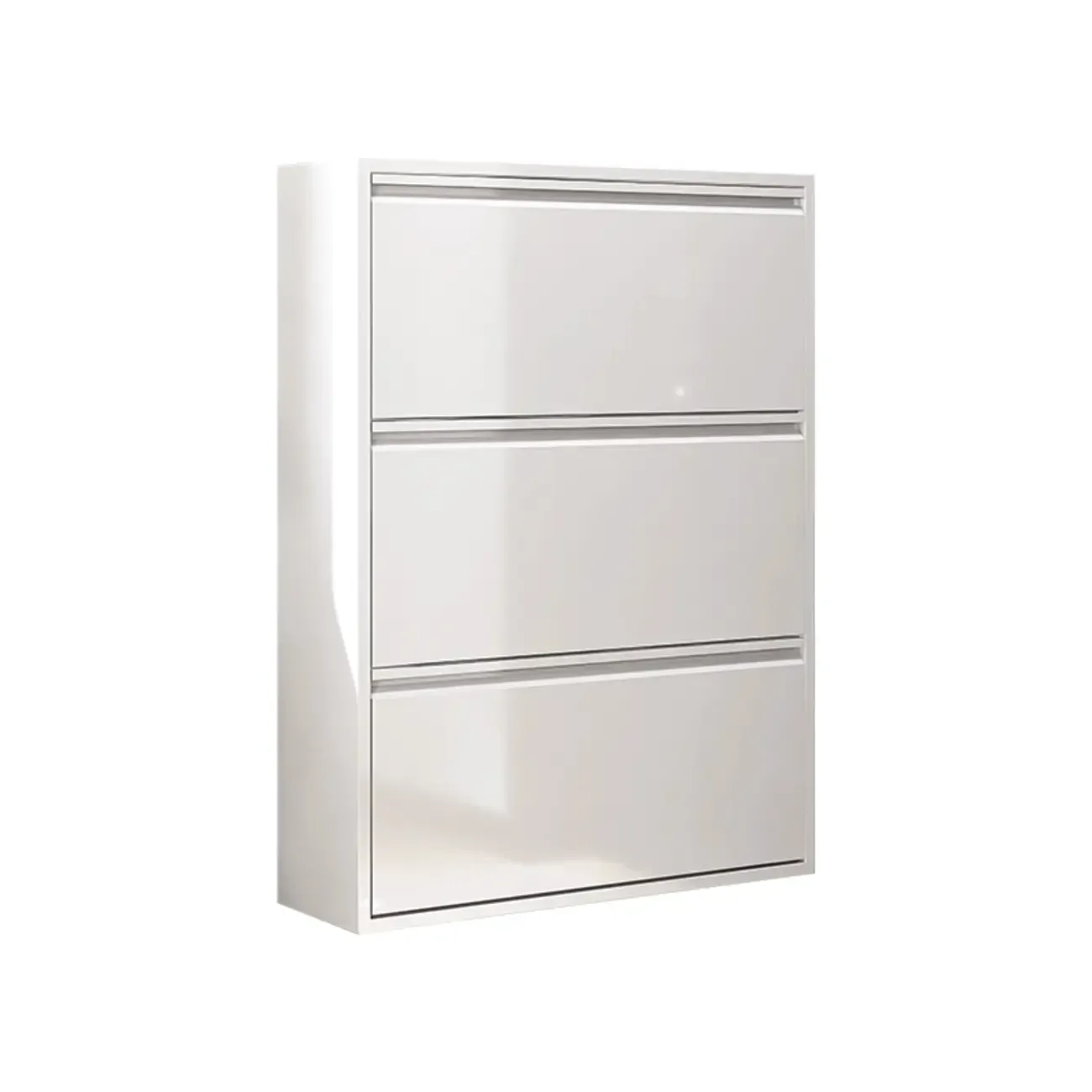 White Metal Wall-Mounted Entryway Shoe Storage Cabinet Image - 8