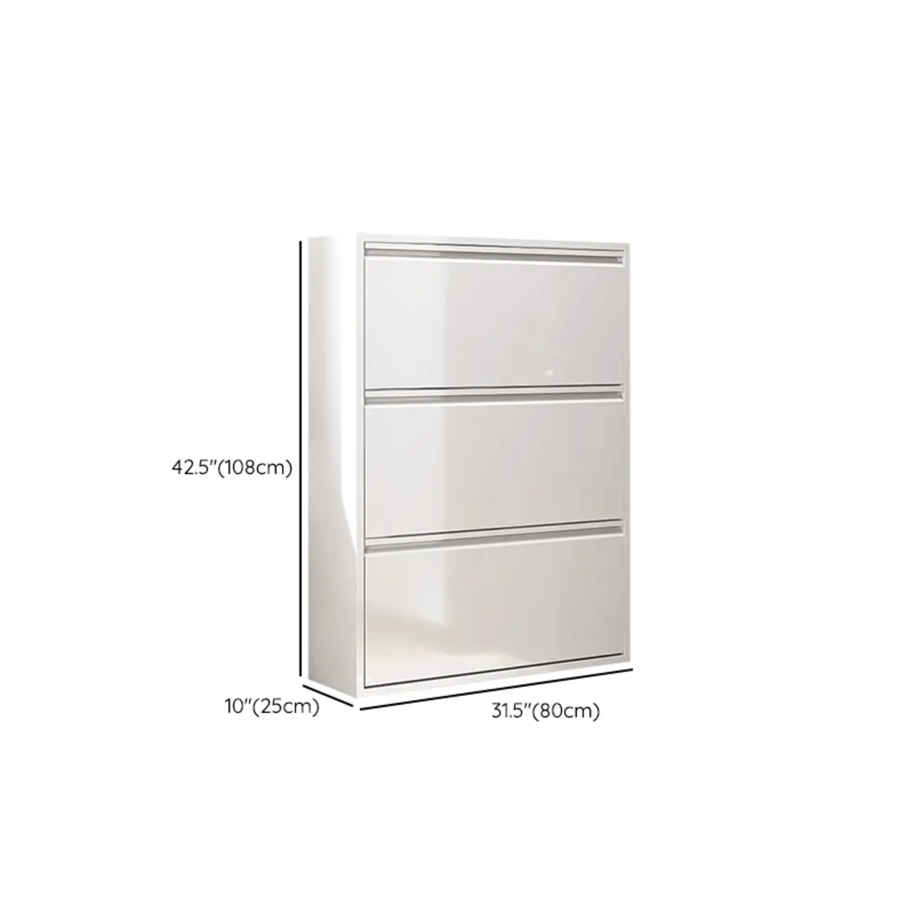 White Metal Wall-Mounted Entryway Shoe Storage Cabinet #size