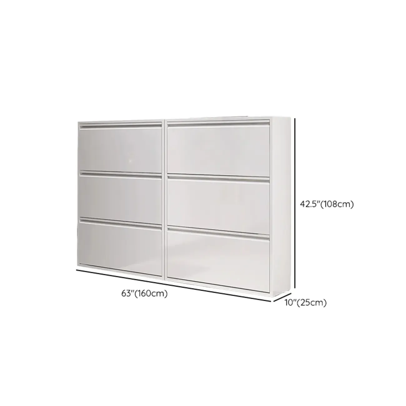 White Metal Wall-Mounted Entryway Shoe Storage Cabinet Image - 15