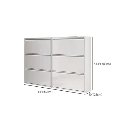 White Metal Wall-Mounted Entryway Shoe Storage Cabinet Image - 15