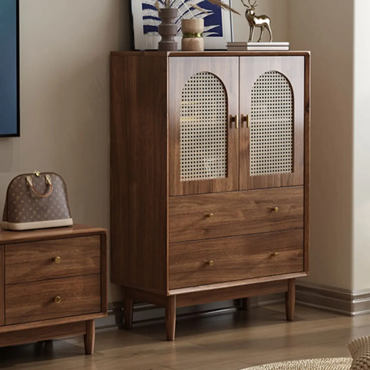 Mid-Century Modern Walnut Wood Living Room Storage Cabinet Image - 1 | homeyfad