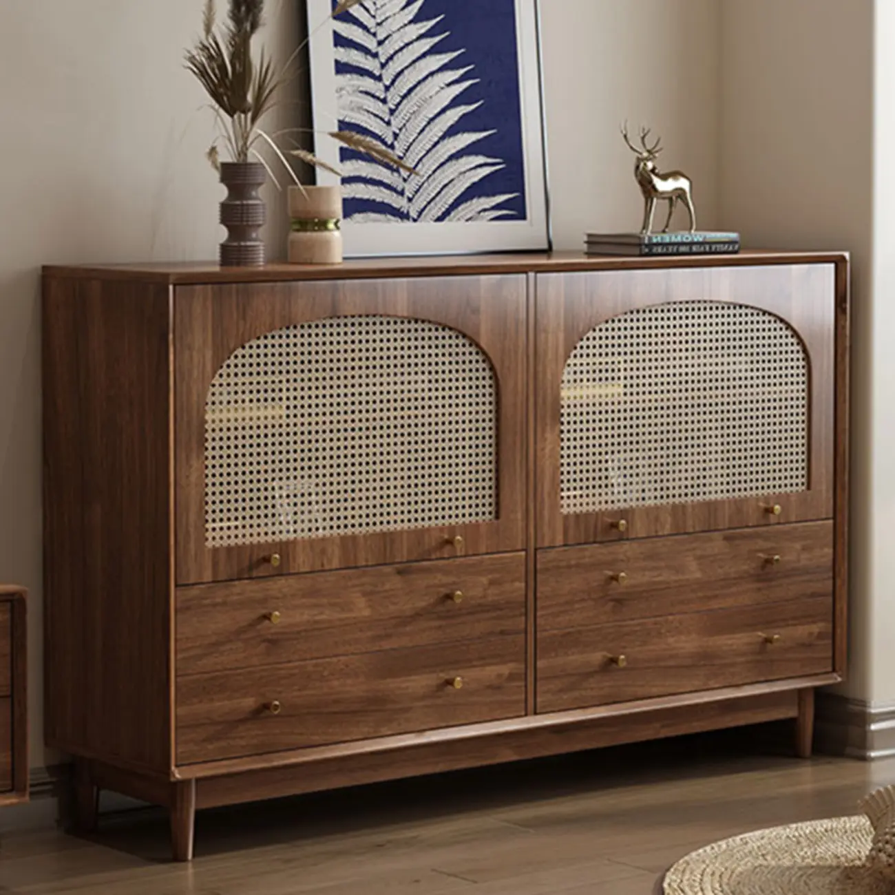 Mid-Century Modern Walnut Wood Living Room Storage Cabinet Image - 5 | homeyfad