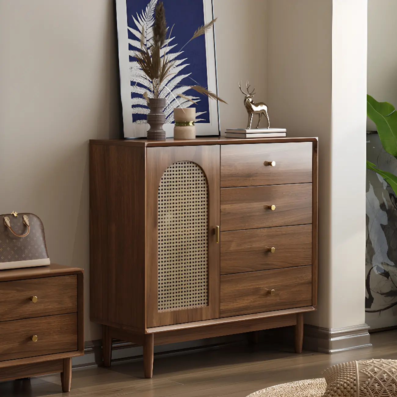 Mid-Century Modern Walnut Wood Living Room Storage Cabinet Image - 7 | homeyfad