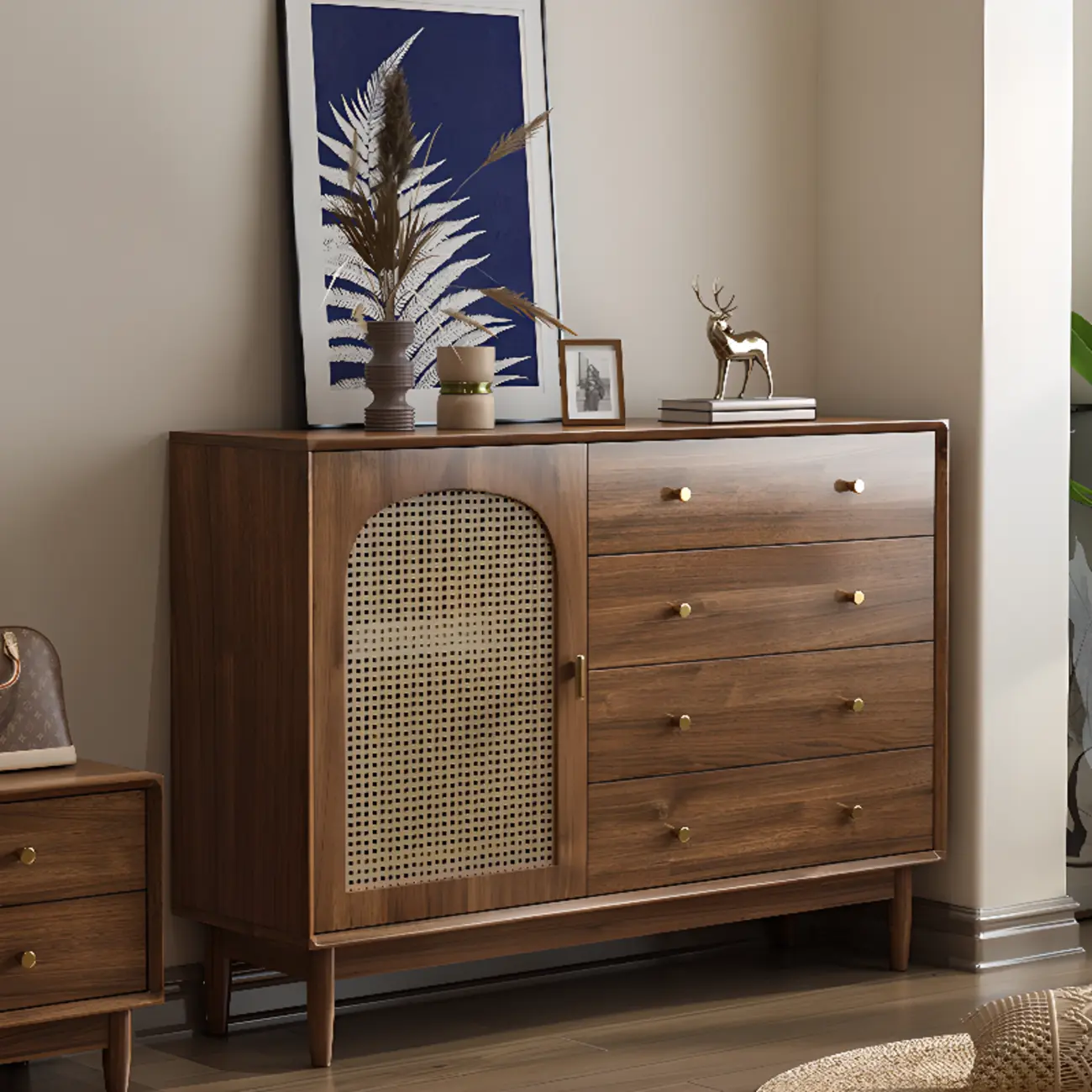 Mid-Century Modern Walnut Wood Living Room Storage Cabinet Image - 9 | homeyfad