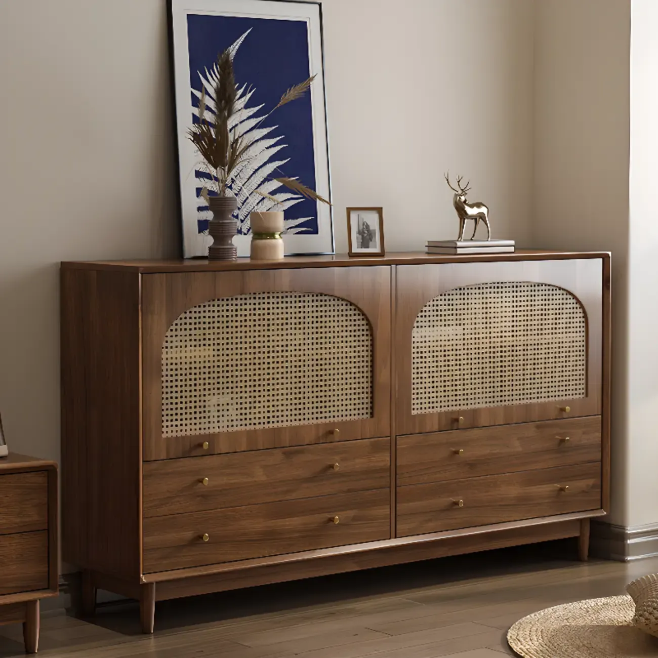 Mid-Century Modern Walnut Wood Living Room Storage Cabinet Image - 12