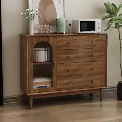 Mid-Century Modern Walnut Wood Living Room Storage Cabinet Image - 13