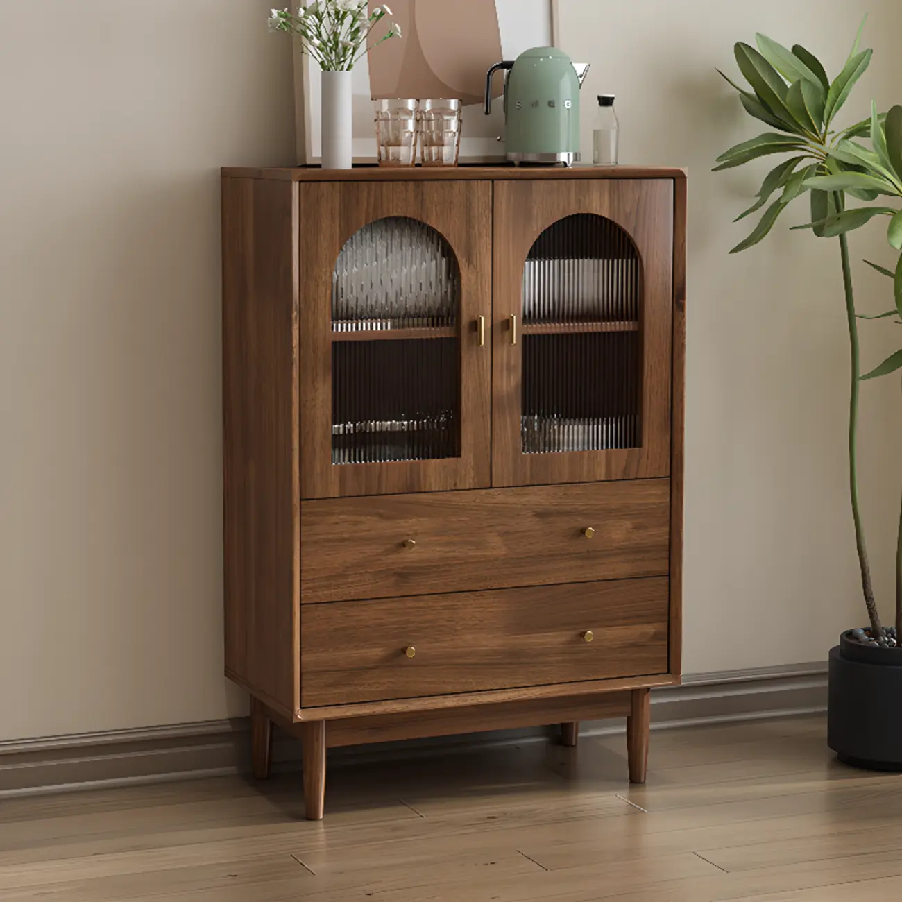 Mid-Century Modern Walnut Wood Living Room Storage Cabinet Image - 14 | homeyfad