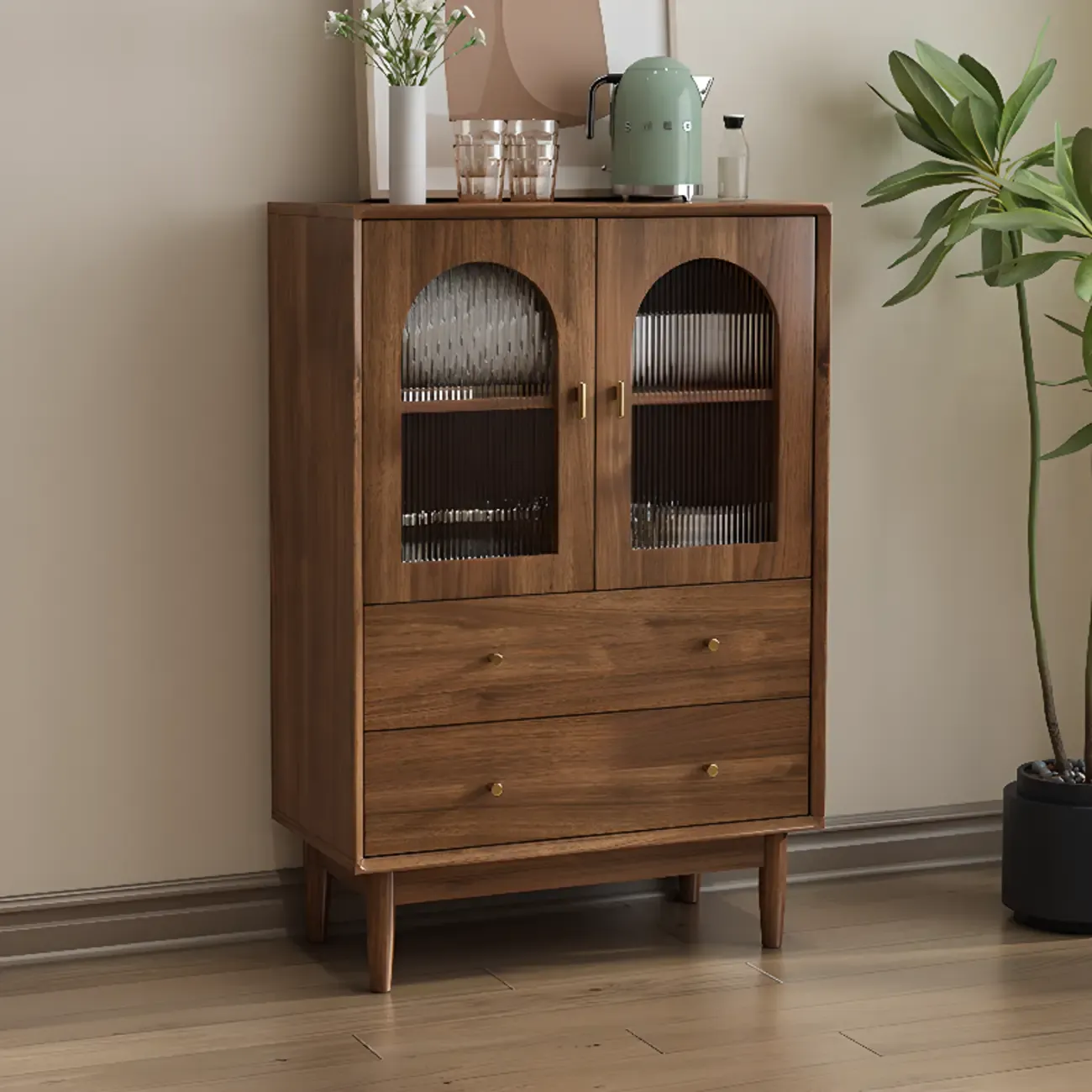 Mid-Century Modern Walnut Wood Living Room Storage Cabinet Image - 14