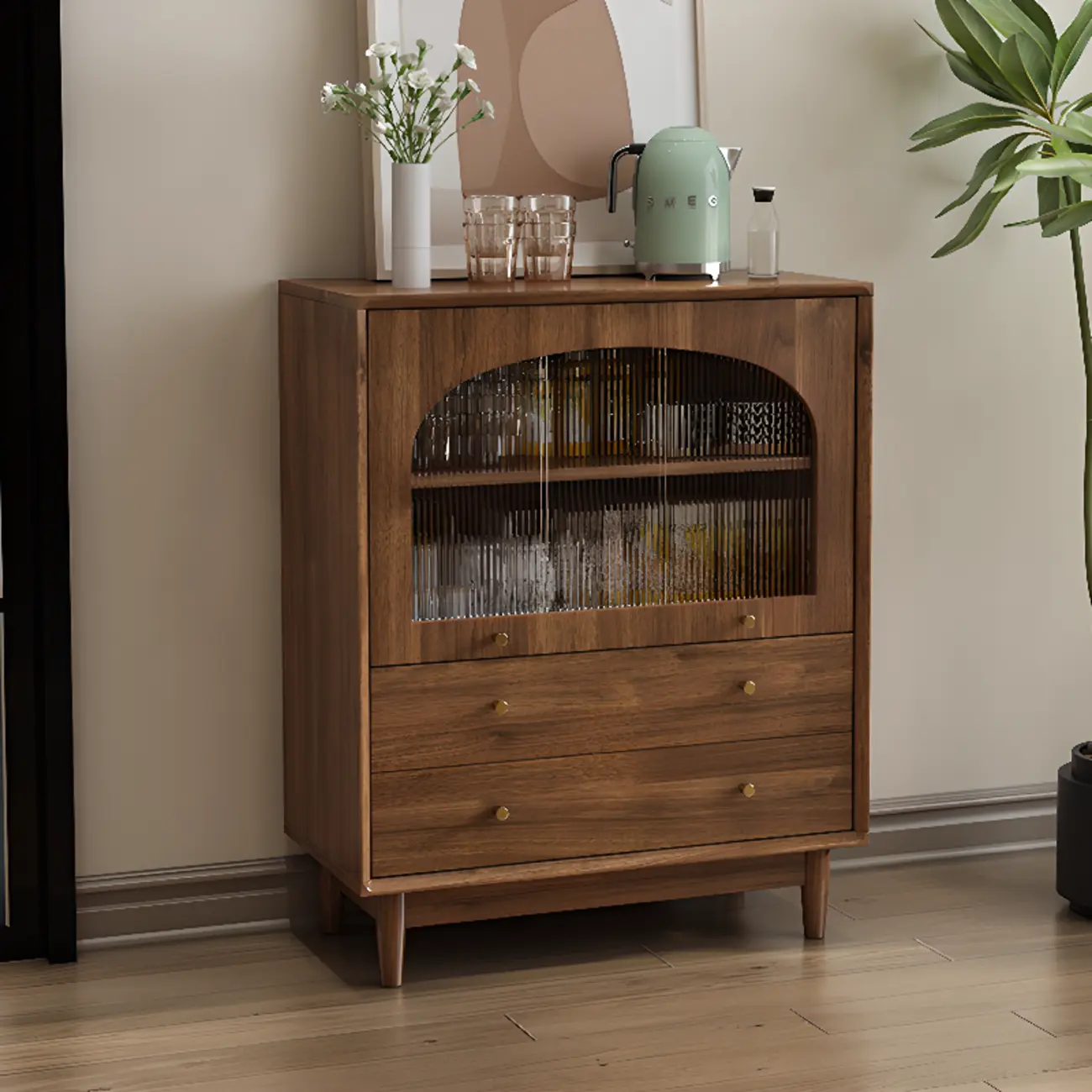 Mid-Century Modern Walnut Wood Living Room Storage Cabinet Image - 15 | homeyfad