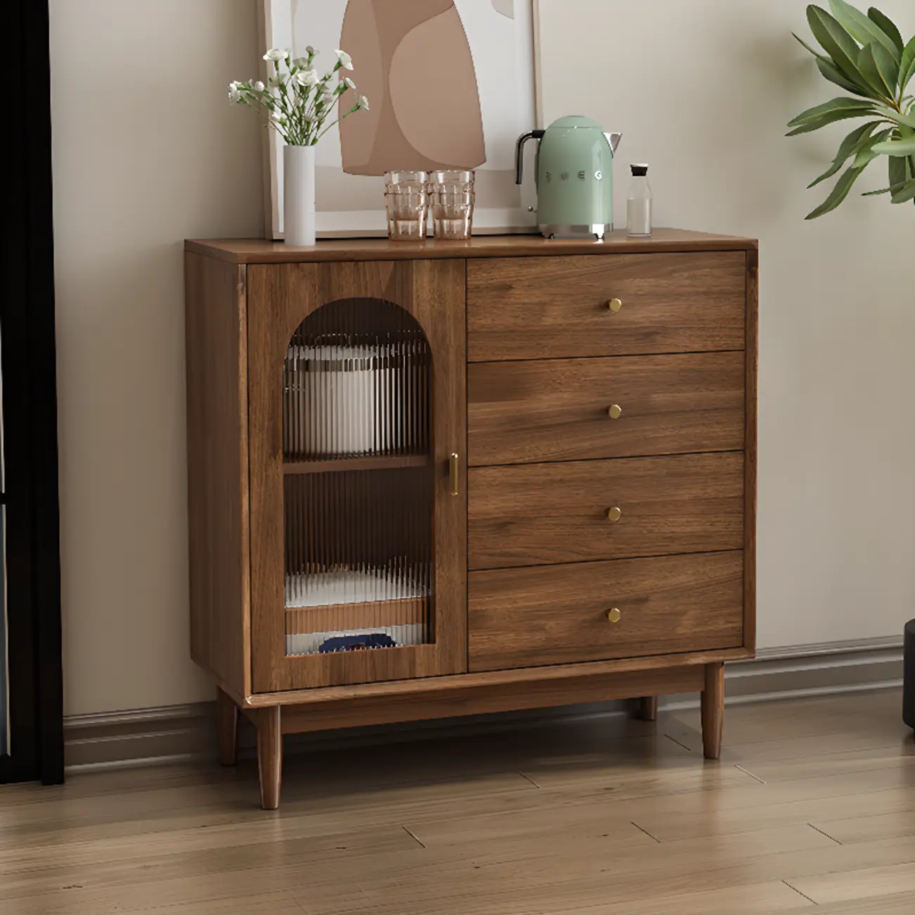 Mid-Century Modern Walnut Wood Living Room Storage Cabinet Image - 17 | homeyfad