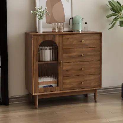 Mid-Century Modern Walnut Wood Living Room Storage Cabinet Image - 17