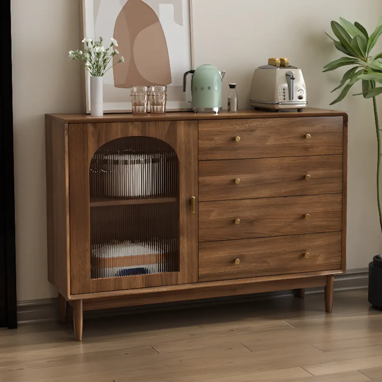 Mid-Century Modern Walnut Wood Living Room Storage Cabinet Image - 18