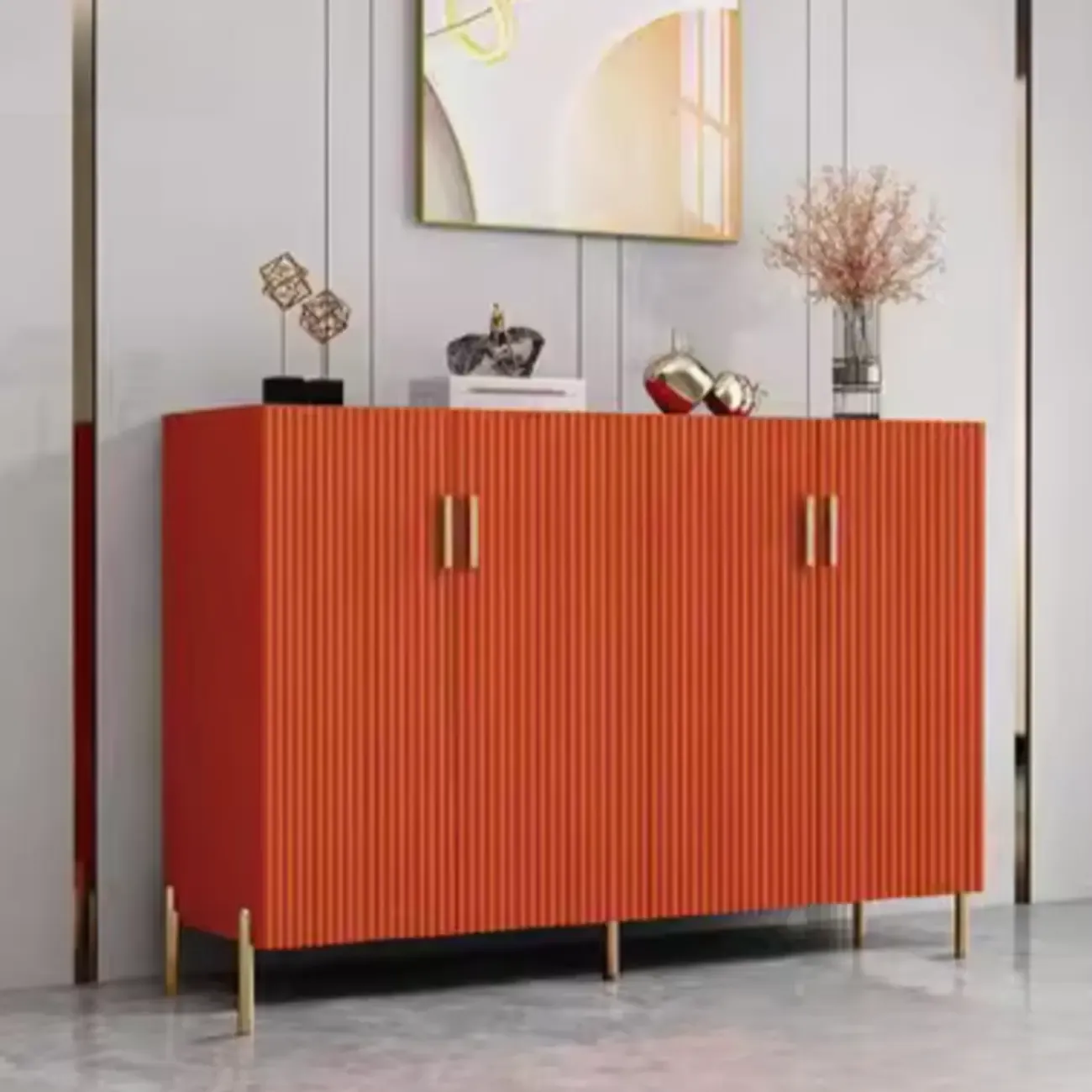 Modern Orange Wood Shoe Storage for Small Space Image - 5
