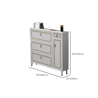 Grey Wooden Drop Front Shoe Cabinet with Adjustable Shelves Image - 14