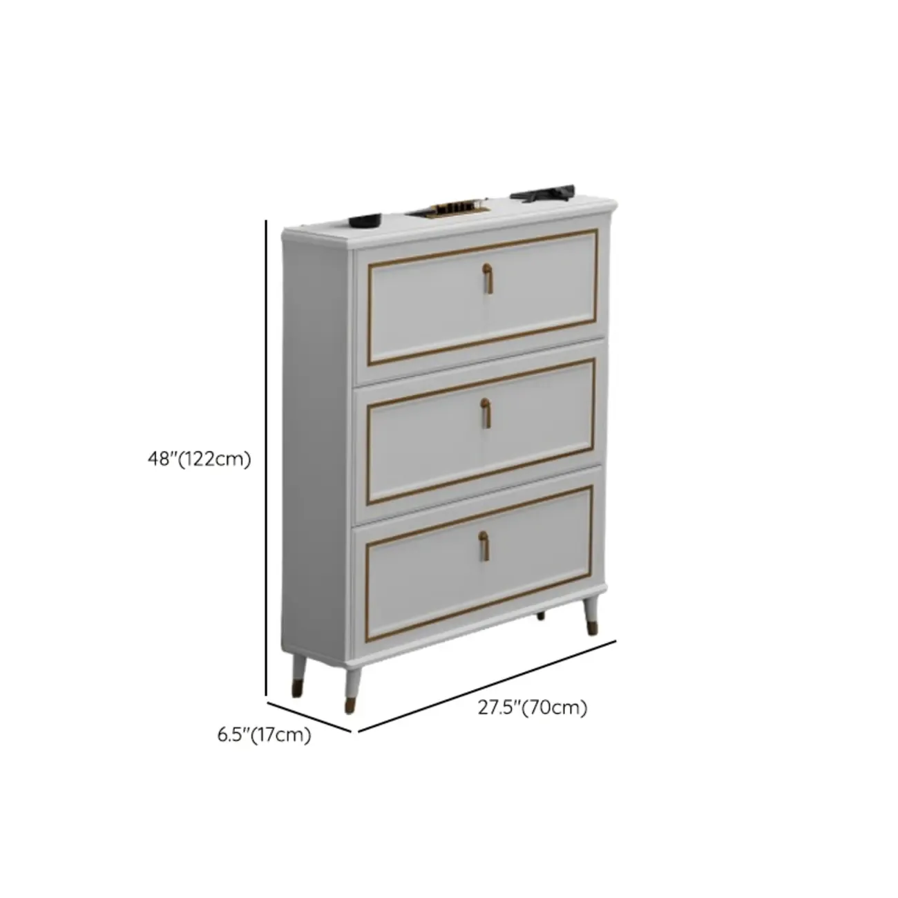 Grey Wooden Drop Front Shoe Cabinet with Adjustable Shelves Image - 16