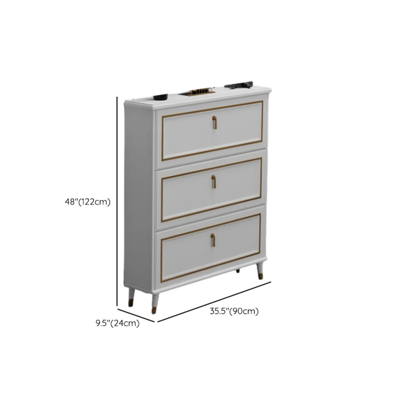 Grey Wooden Drop Front Shoe Cabinet with Adjustable Shelves Image - 21 | homeyfad