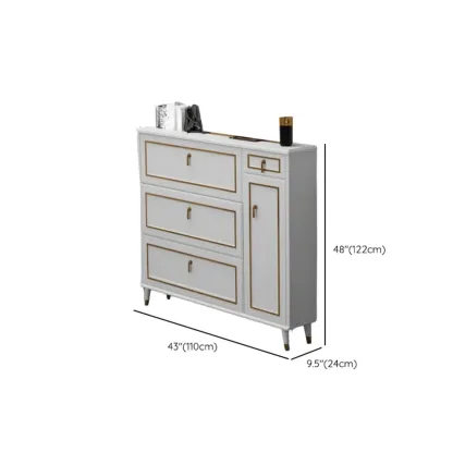 Grey Wooden Drop Front Shoe Cabinet with Adjustable Shelves Image - 22