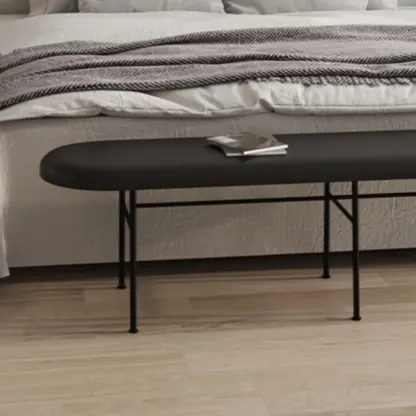 Stylish Long Metal Leather Cushioned Bedroom Bench Image - 6