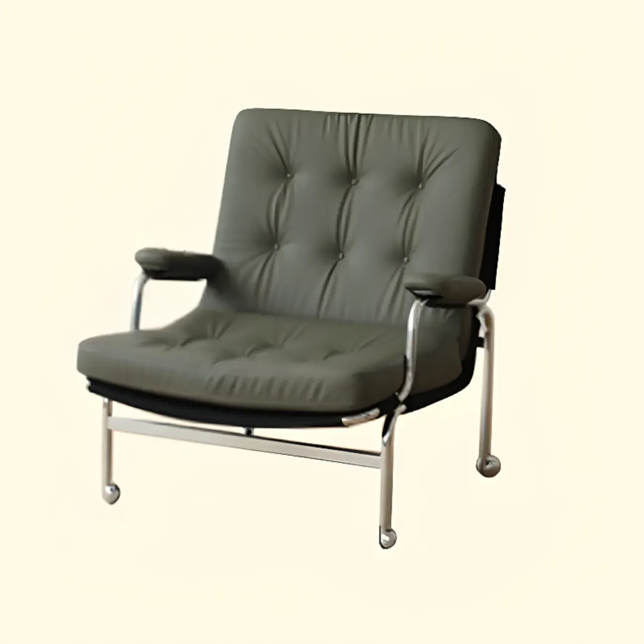 Mid Century Modern Leather Accent Chair with Casters | HomeyFad