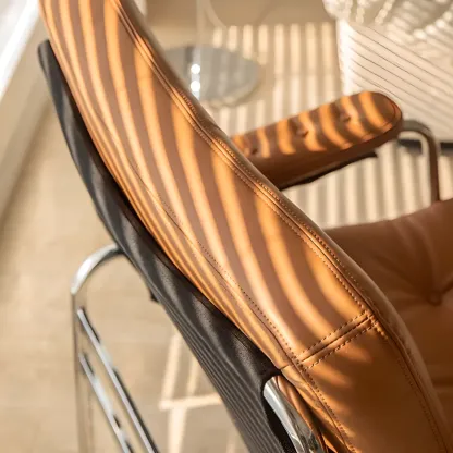 Modern Leather Swivel High Back Accent Chair Image - 9